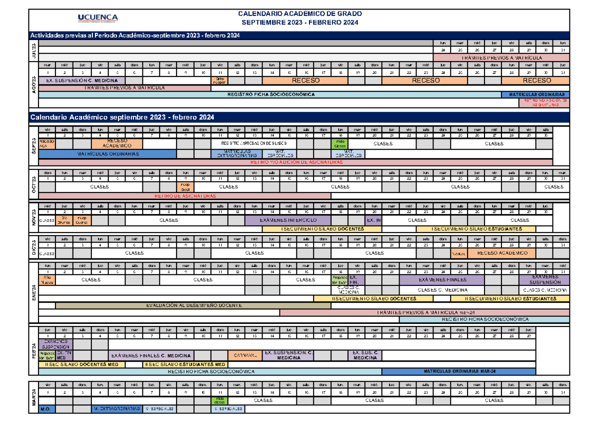 Calendario académico u cuenca