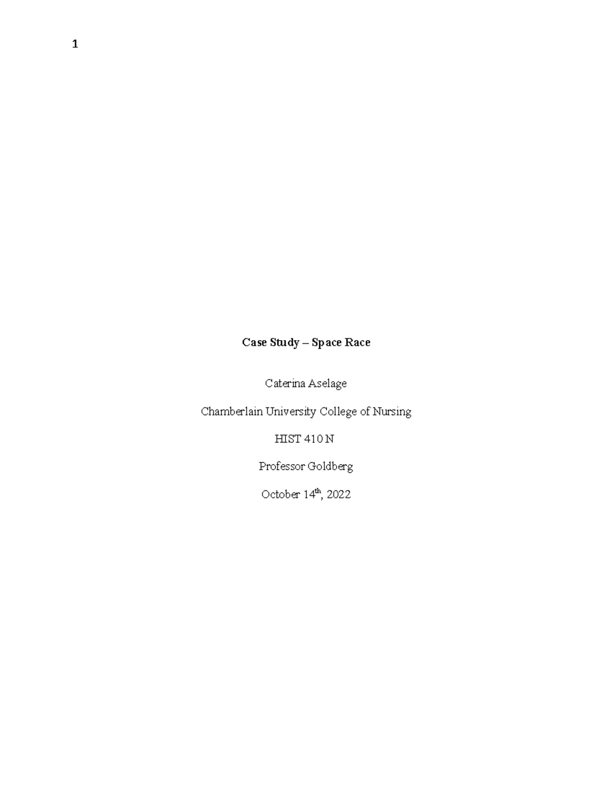Week 7 Space Race - Aselage - Case Study – Space Race Caterina Aselage ...