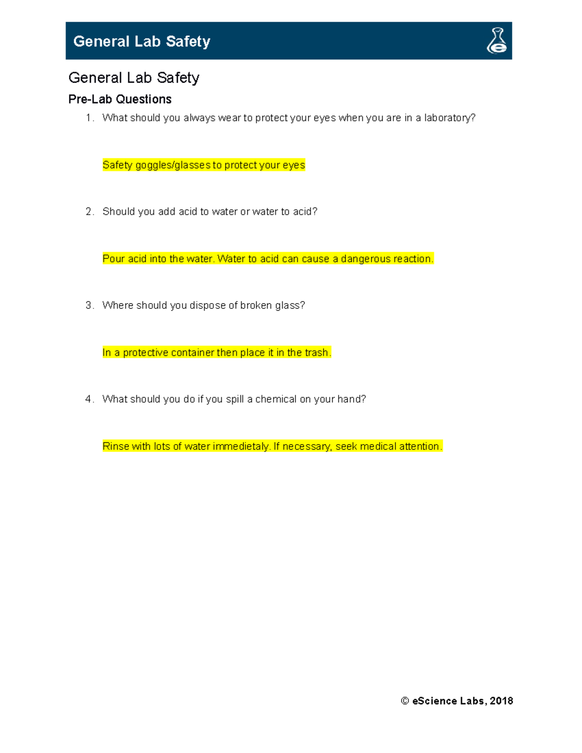 General Lab Safety Questions and Experiments Studocu