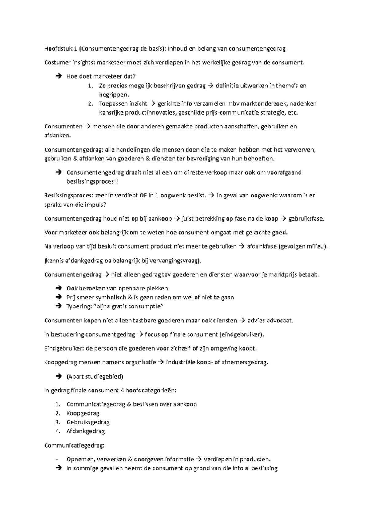 Hoofstuk 1 ^0 2 Consumentengedrag De Basis Samenvatting - Hoofdstuk 1 ...