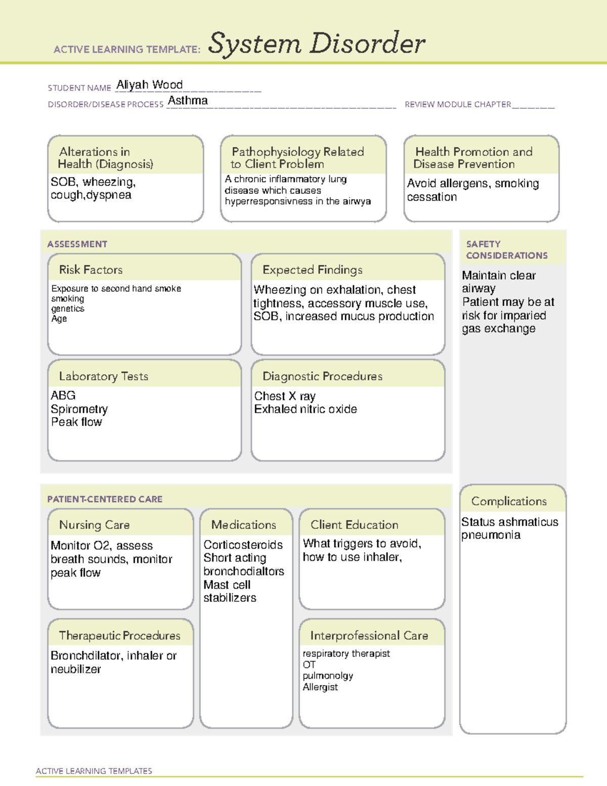 System Disorder blank - ACTIVE LEARNING TEMPLATES System Disorder ...