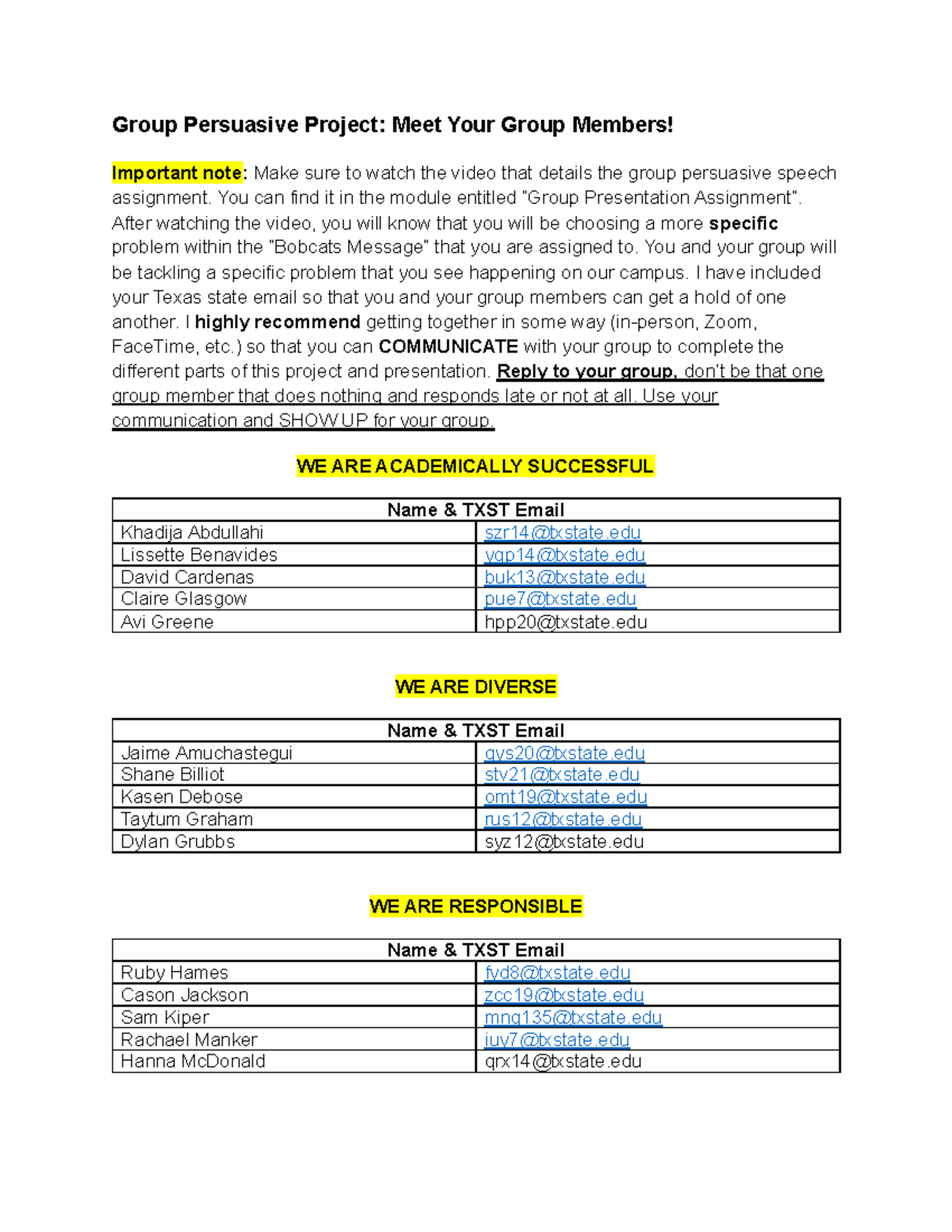 Group Persuasive Project Sec85 - Group Persuasive Project: Meet Your ...