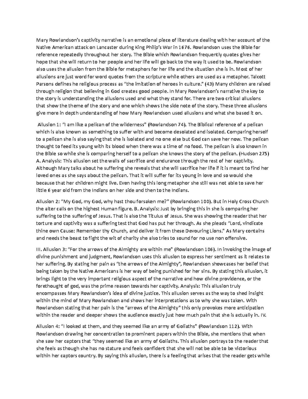 Maryresearchalllusion - Mary Rowlandson’s captivity narrative is an ...