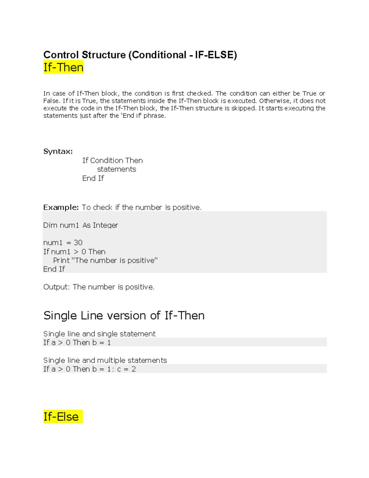 Control Structure - The condition can either be True or False. If it is ...