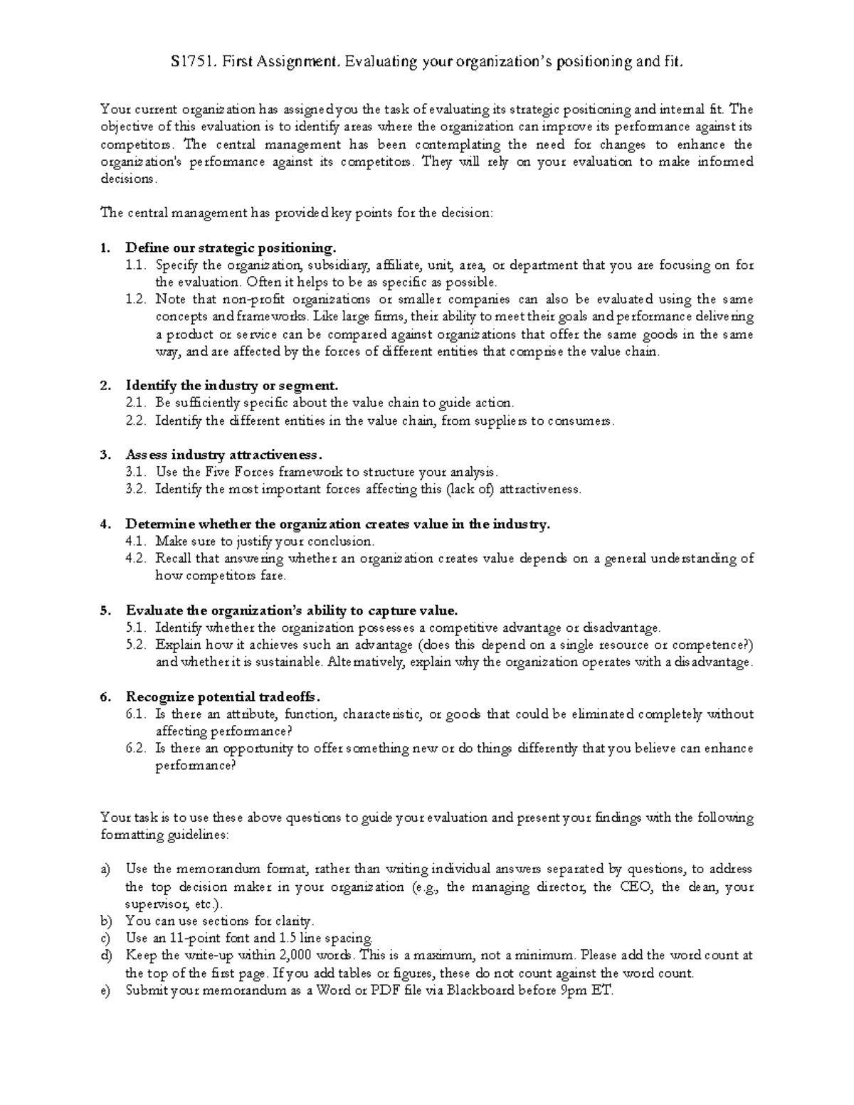 S1751. First assignment - S1751. First Assignment. Evaluating your ...