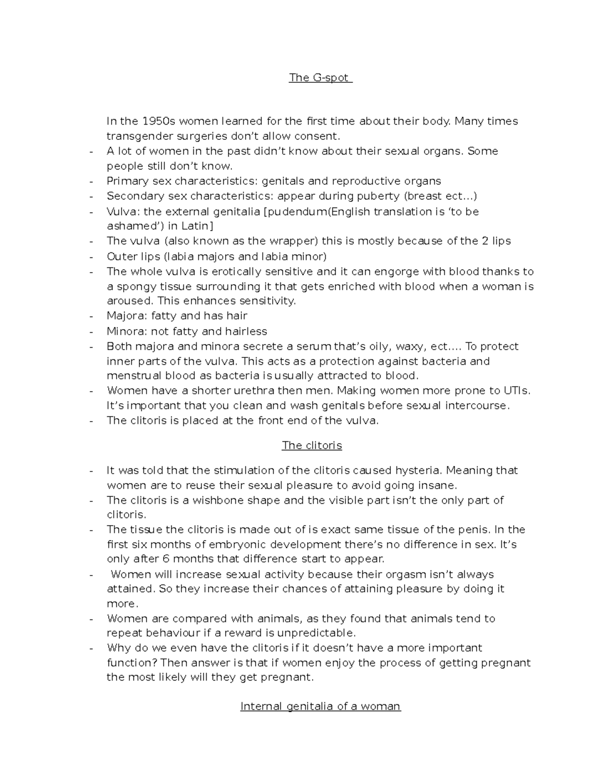 The Gspot Women notes The Gspot In the 1950s women learned for