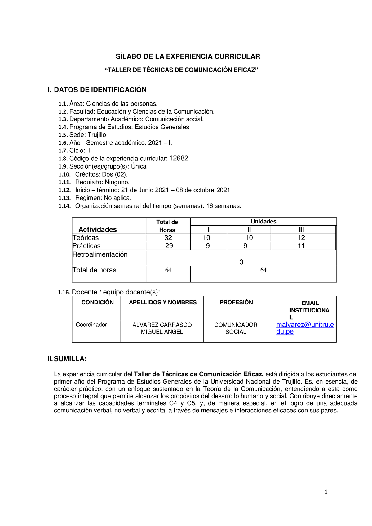 Sílabo C Eficaz PARA Estudios Generales - SÍLABO DE LA EXPERIENCIA ...