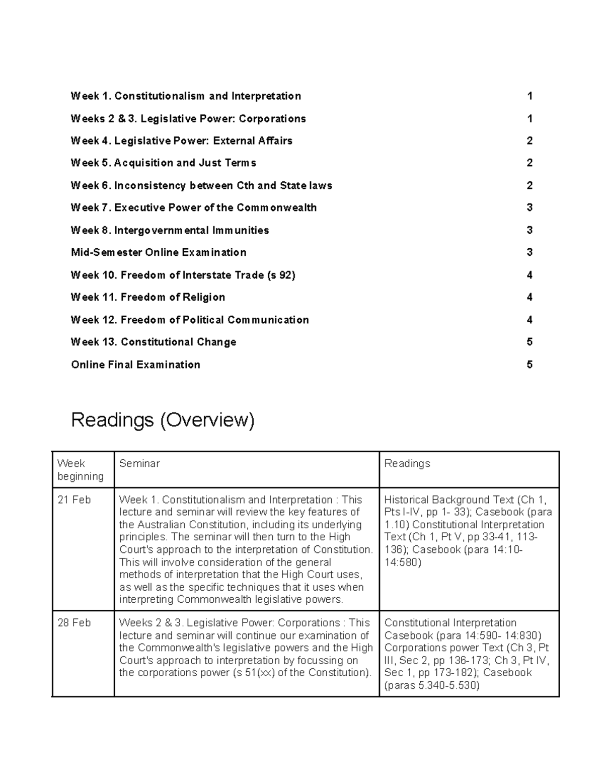 Constitutional Law - Week 1. Constitutionalism and Interpretation 1 ...