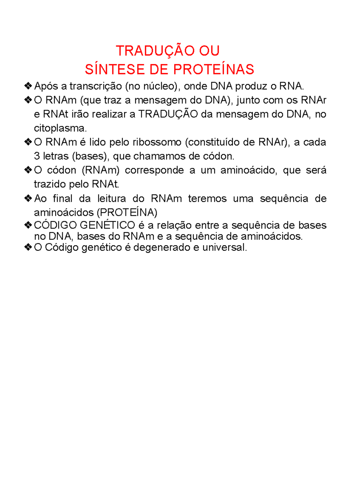 SOLUTION: Tradução e síntese proteica - Studypool