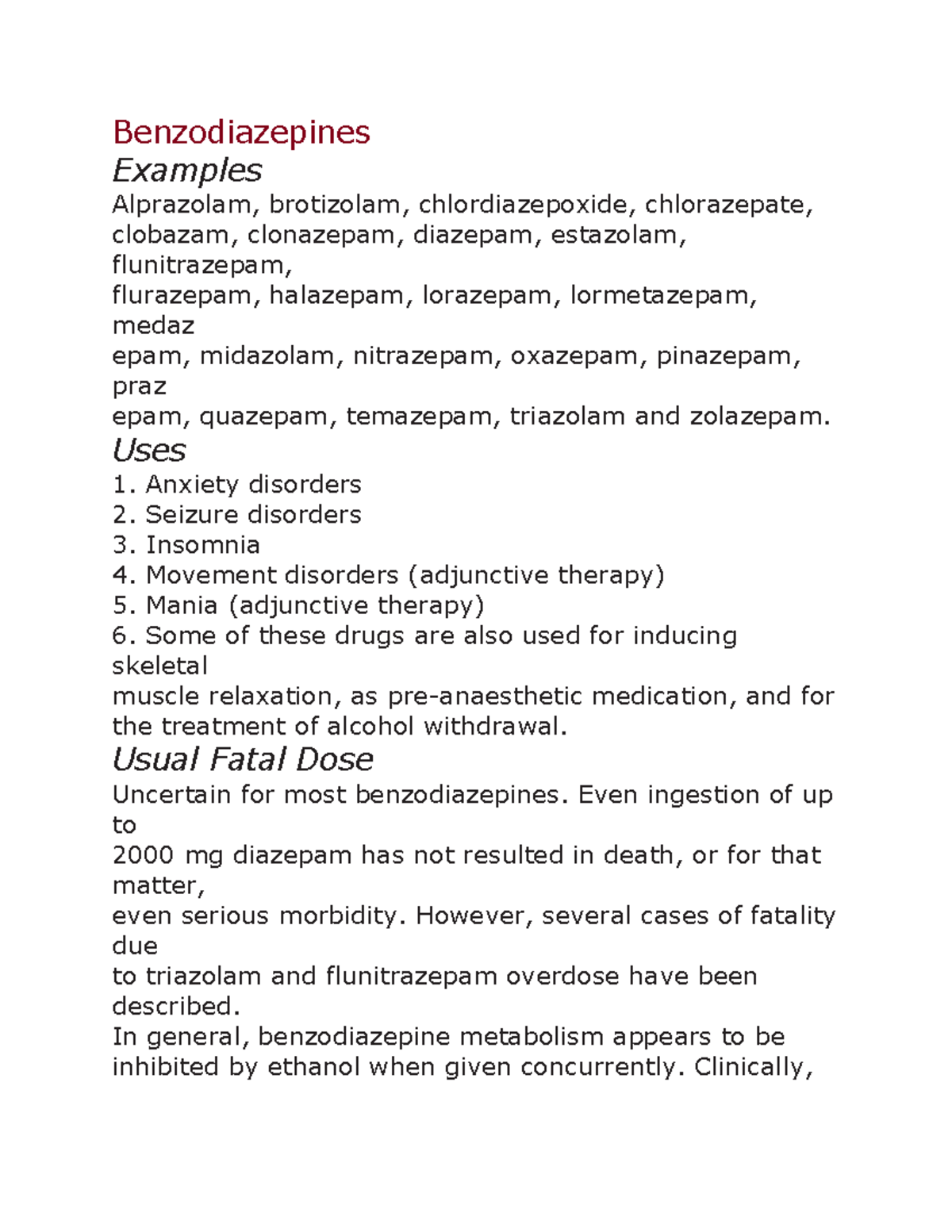 Benzodiazepines - Benzodiazepines Examples Alprazolam, Brotizolam ...