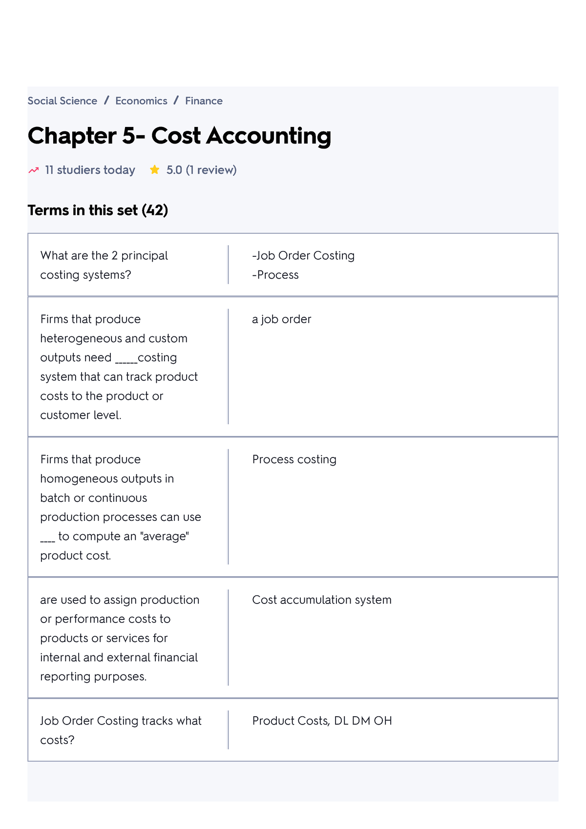 Chapter 5- Cost Accounting Flashcards - Chapter 5- Cost Accounting 11 ...