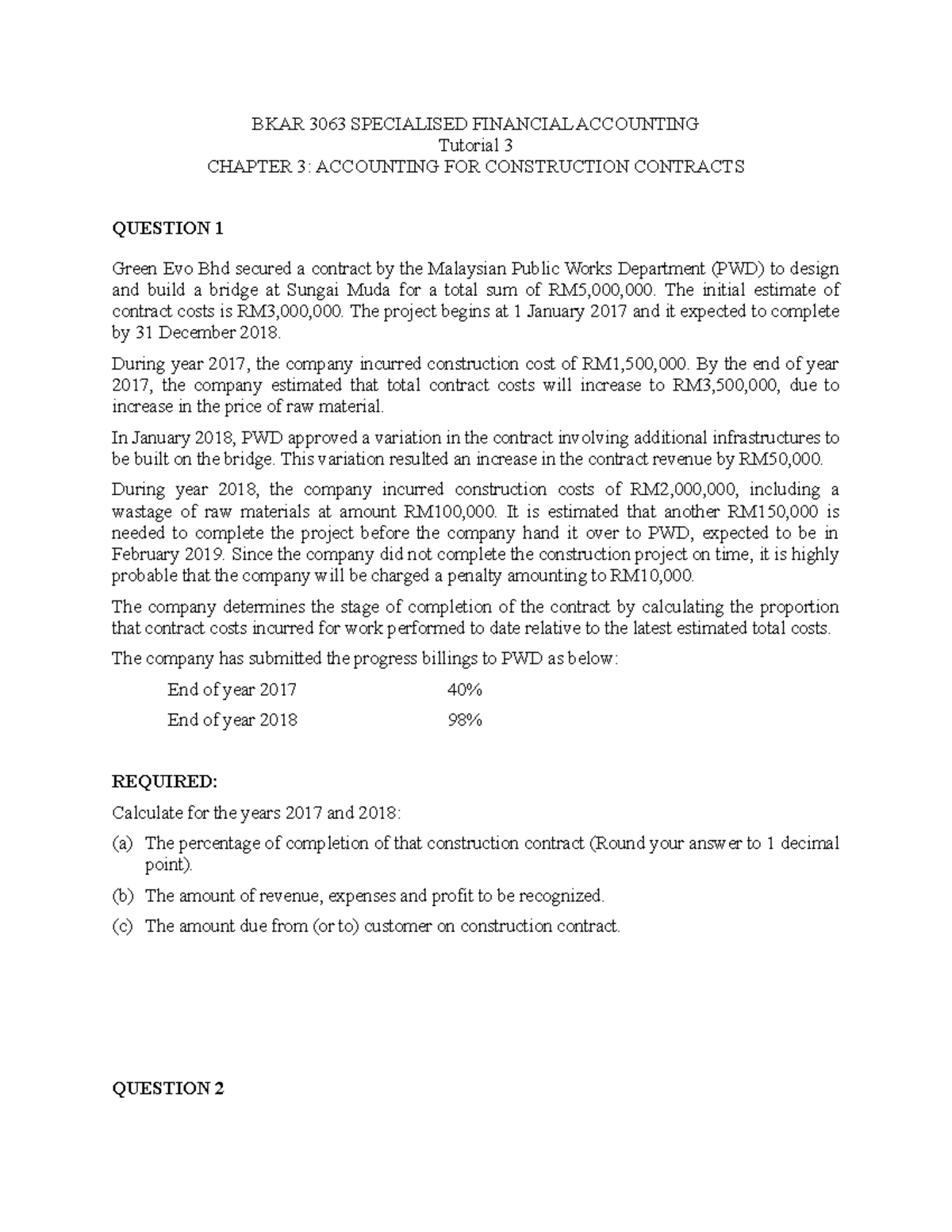 Tutorial 3 BKAR3063 A211 BKAR 3063 SPECIALISED FINANCIAL ACCOUNTING