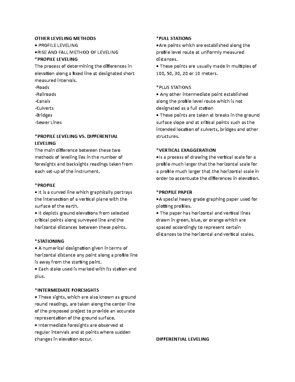 Other Leveling Methods - OTHER LEVELING METHODS • PROFILE LEVELING ...