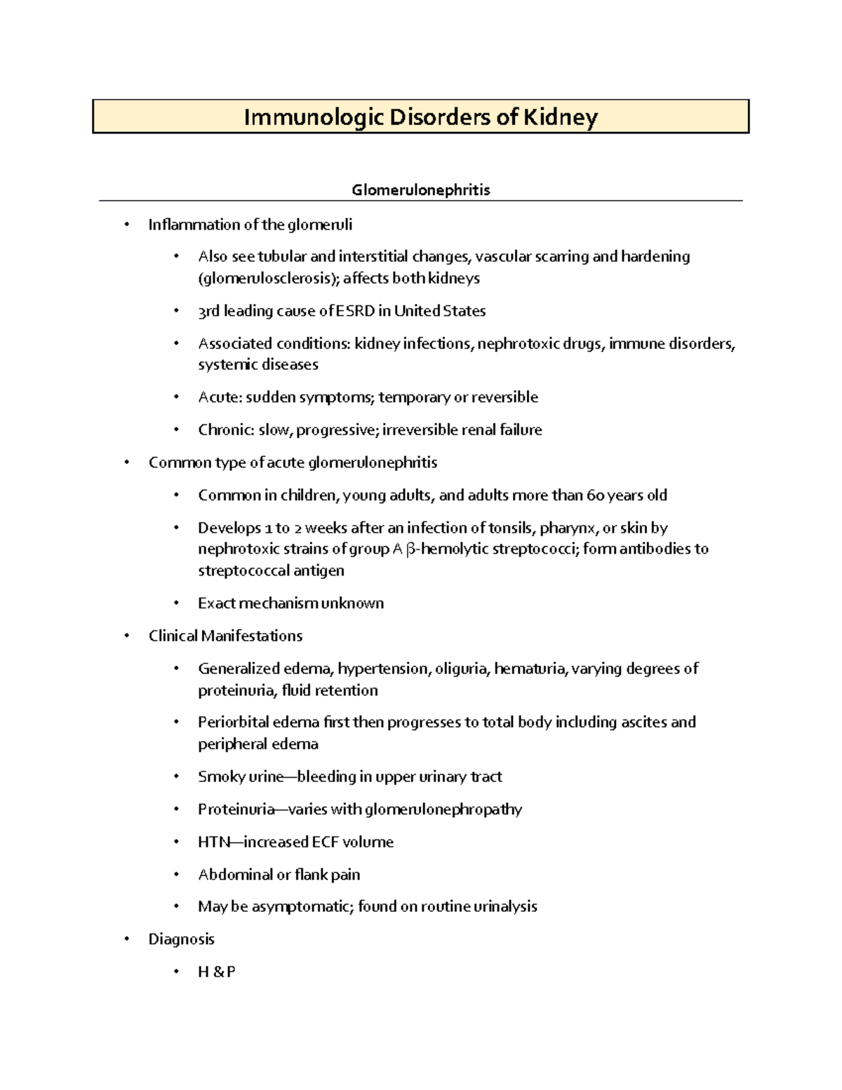STDU Renal 3 - Immunologic Disorders of Kidney Glomerulonephritis ...