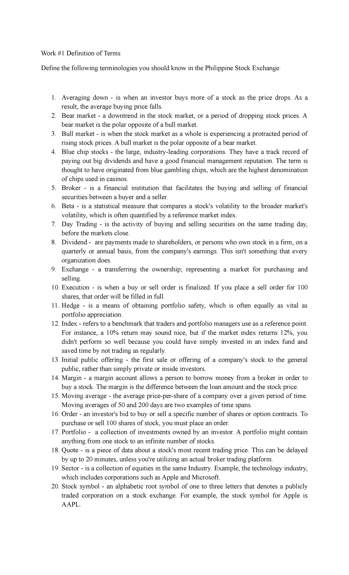 Work 1 - ASSIGNMENT FIN MAN ( Financial management) Work 1 Financial ...