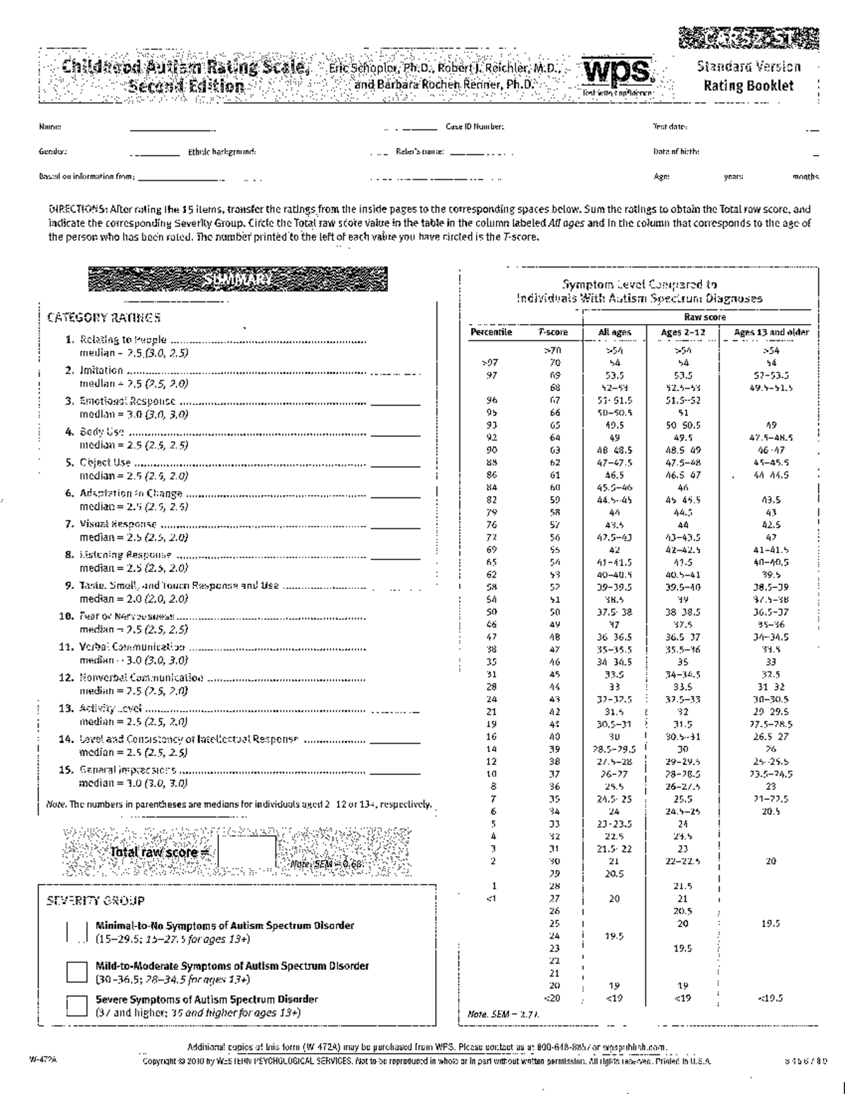 Pdfcoffee cars for autism assessment MACF 508 Studocu