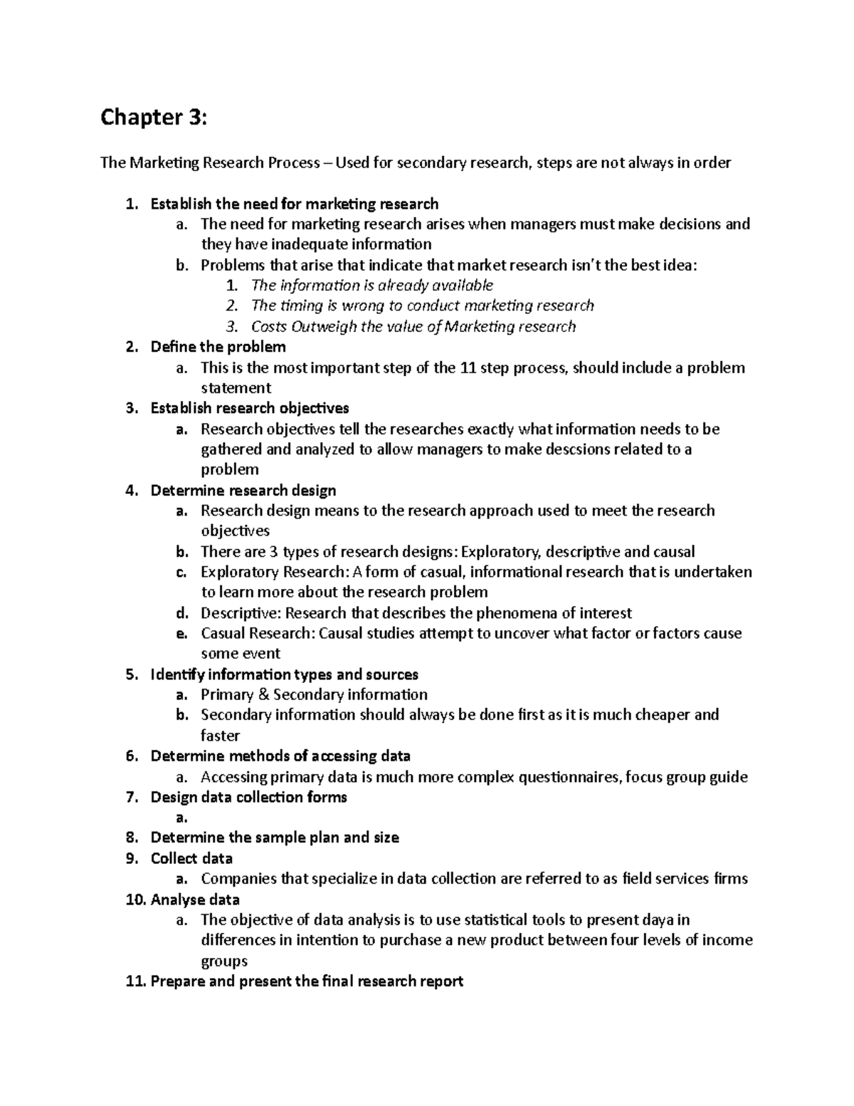 Doc3 - Lecture notes 3 - Chapter 3: The Marketing Research Process ...