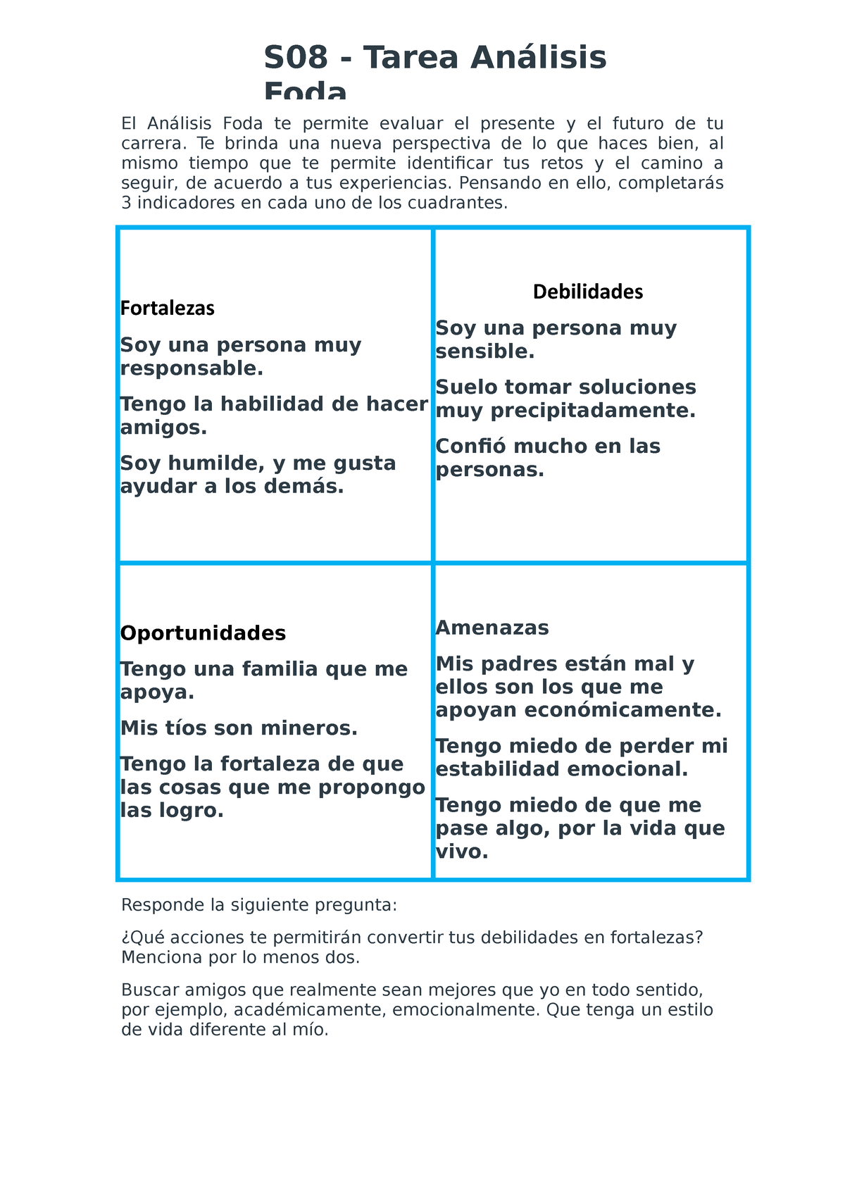 El Análisis Foda te permite evaluar el presente y el futuro de tu carrera Te brinda una nueva