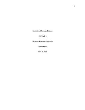 C304 task 1 submission - task 1 sub - Professional Roles and Values ...