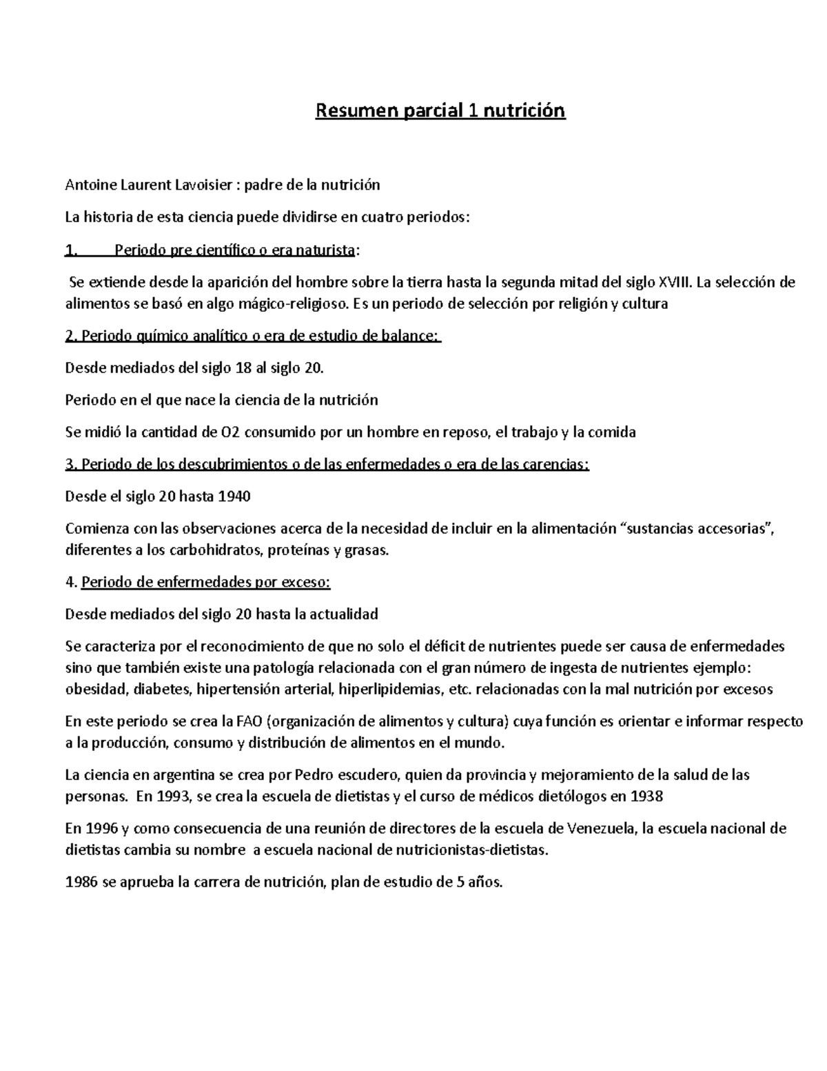 Resumen Nutricion - principios de la nutrición, teorico, y formulas -  Resumen parcial 1 Antoine - Studocu