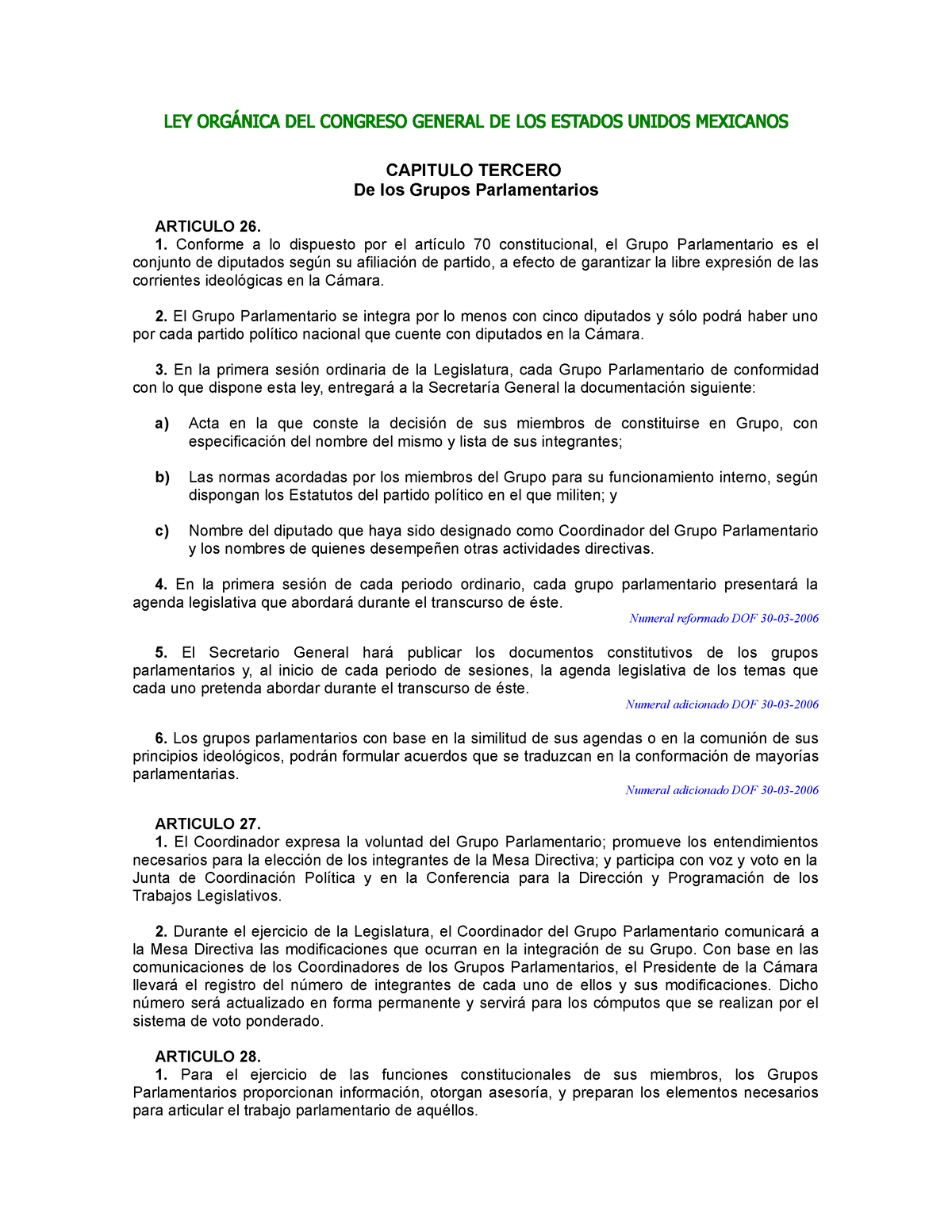 LEY Orgánica DEL Congreso General DE LOS Estados Unidos Mexicanos ...