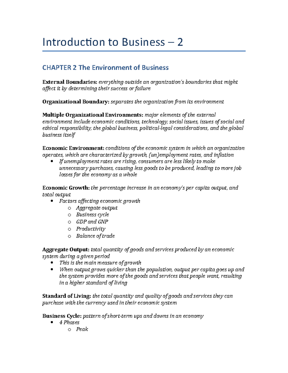 MGMT*1000-0213 - Summary Introduction to Business - Introduction to ...