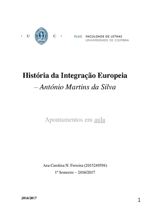 História da Integração Europeia - HISTÓRIA DA INTEGRAÇÃO EUROPEIA 23 DE ...