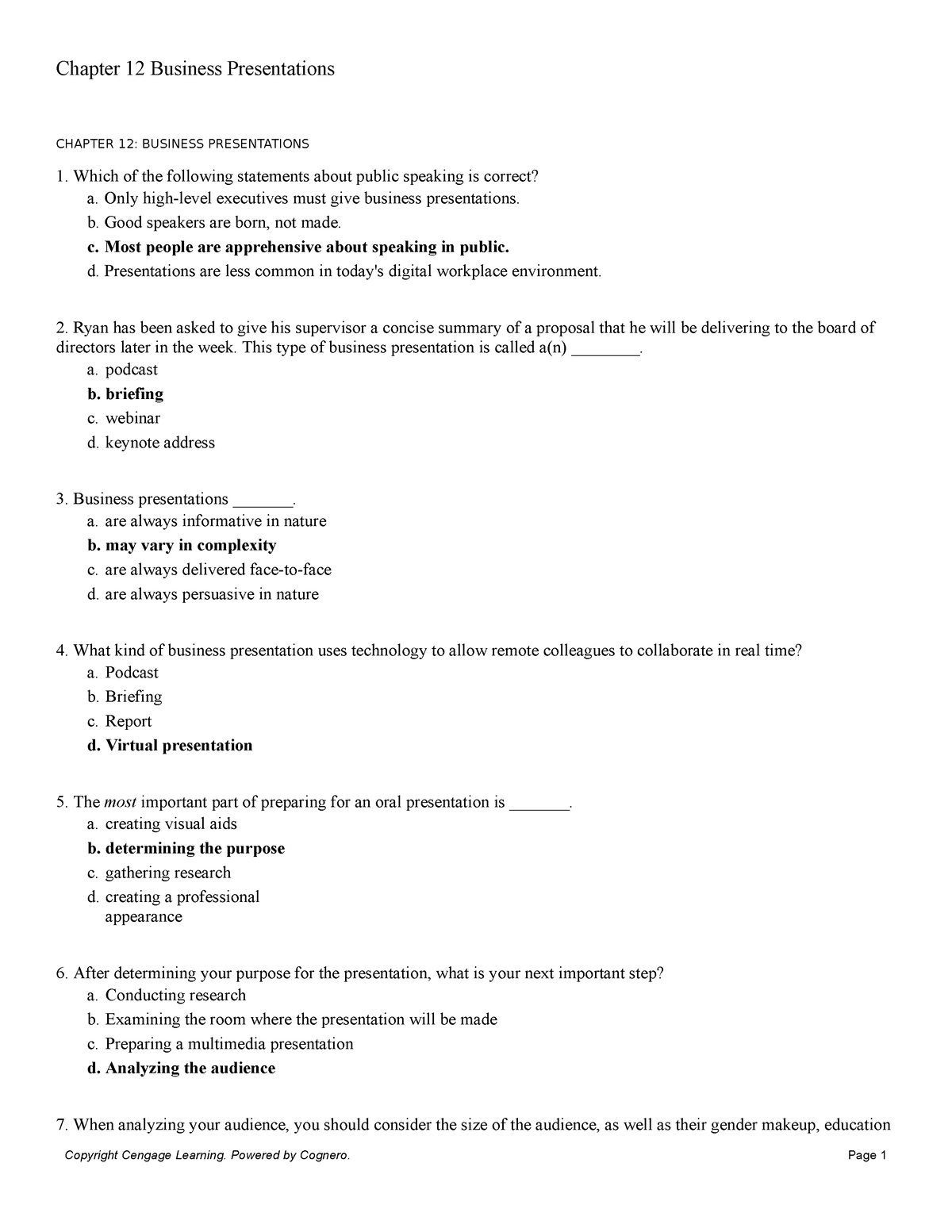 chapter 12 - MCQs - Chapter 12 Business Presentations CHAPTER 12 ...