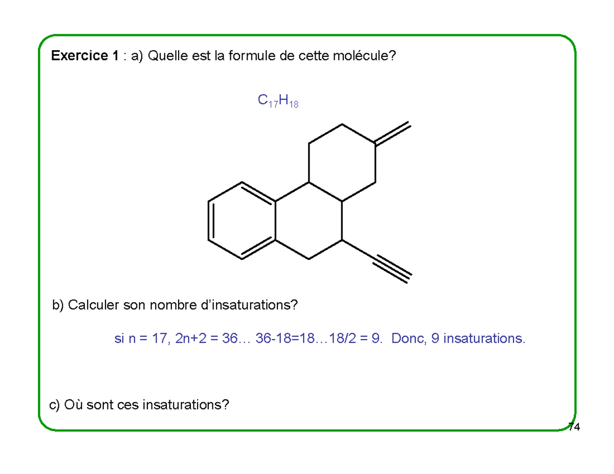 Solutions Ch 03notes De Cours - B) Calculer Son Nombre D’insaturations ...