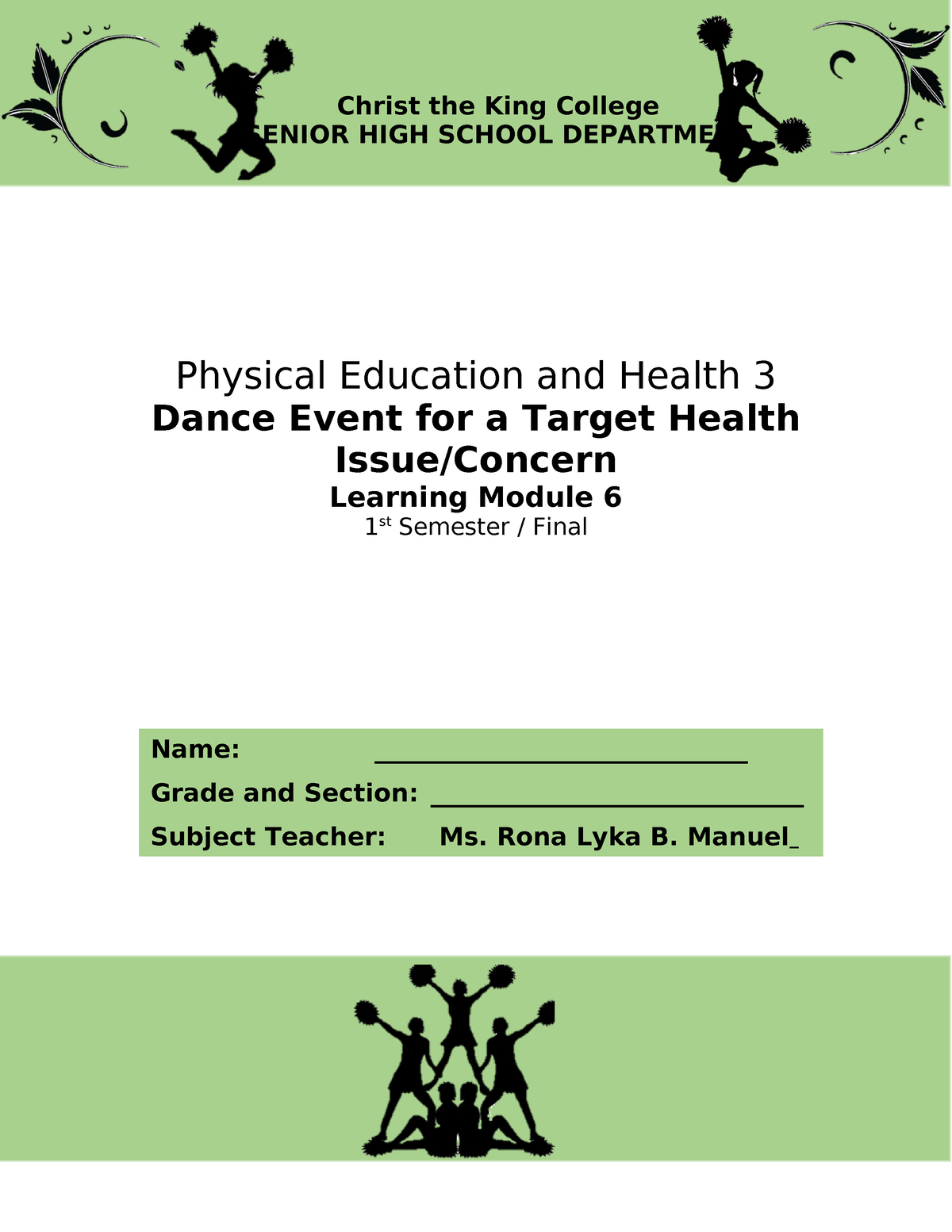 PE AND Health 3 - Moudle 6 - Physical Education And Health 3 Dance ...