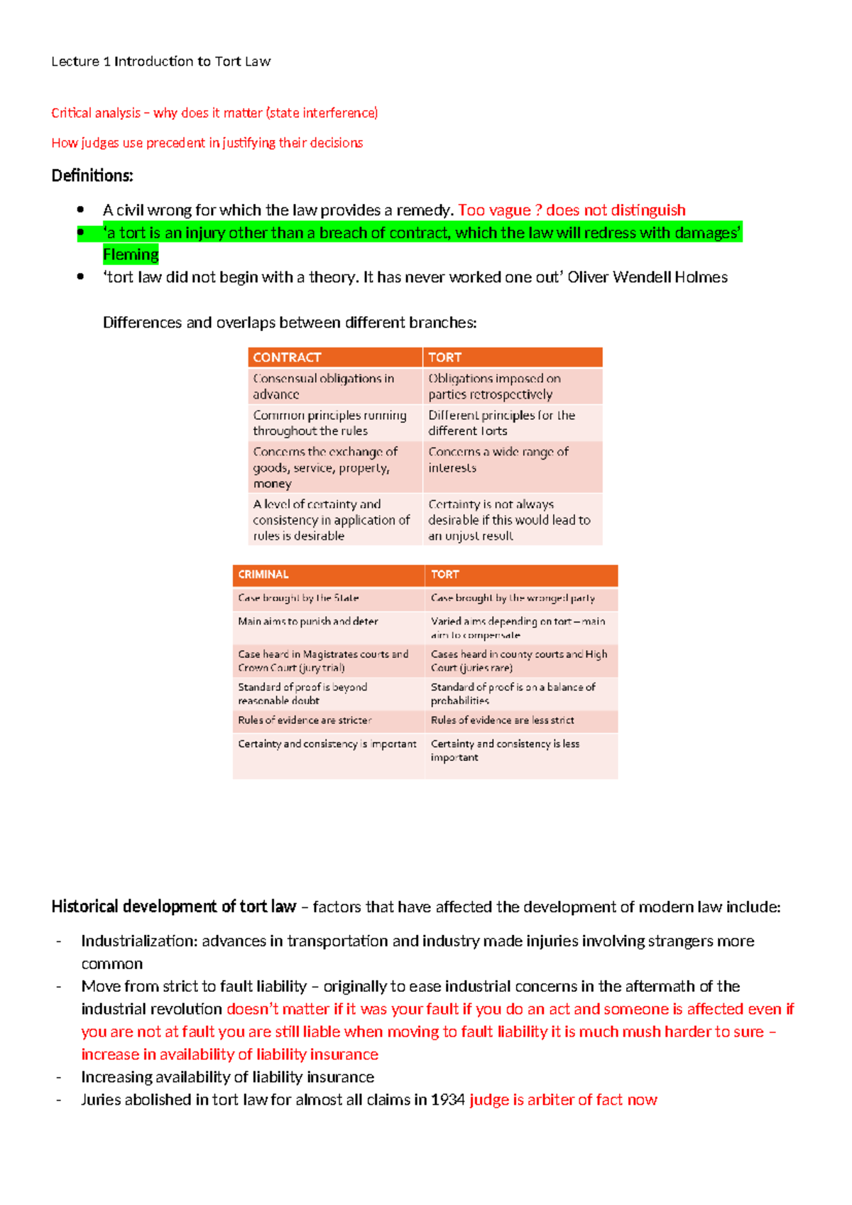 Lecture 1 Note - Summary note page for revision - Lecture 1 ...