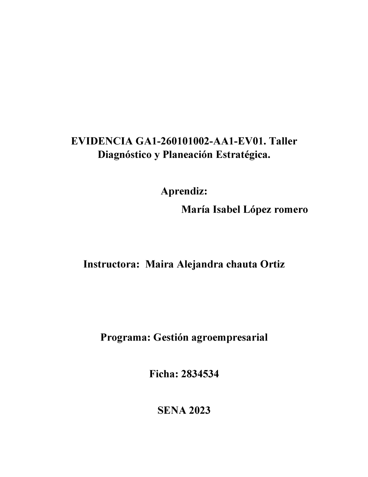 Matriz Dofa - EVIDENCIA GA1-260101002-AA1-EV01. Taller Diagnóstico Y ...