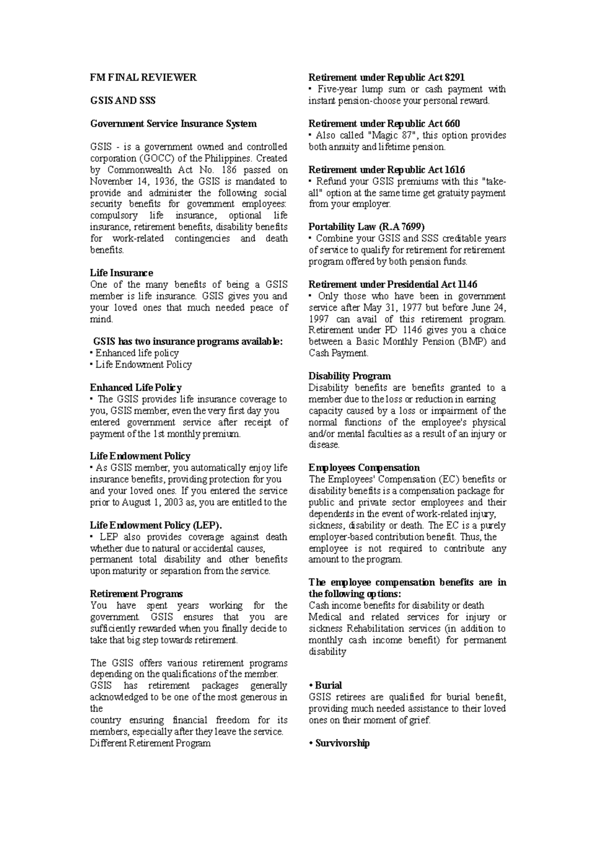 FM- Final- Reviewer - N/A - FM FINAL REVIEWER GSIS AND SSS Government ...