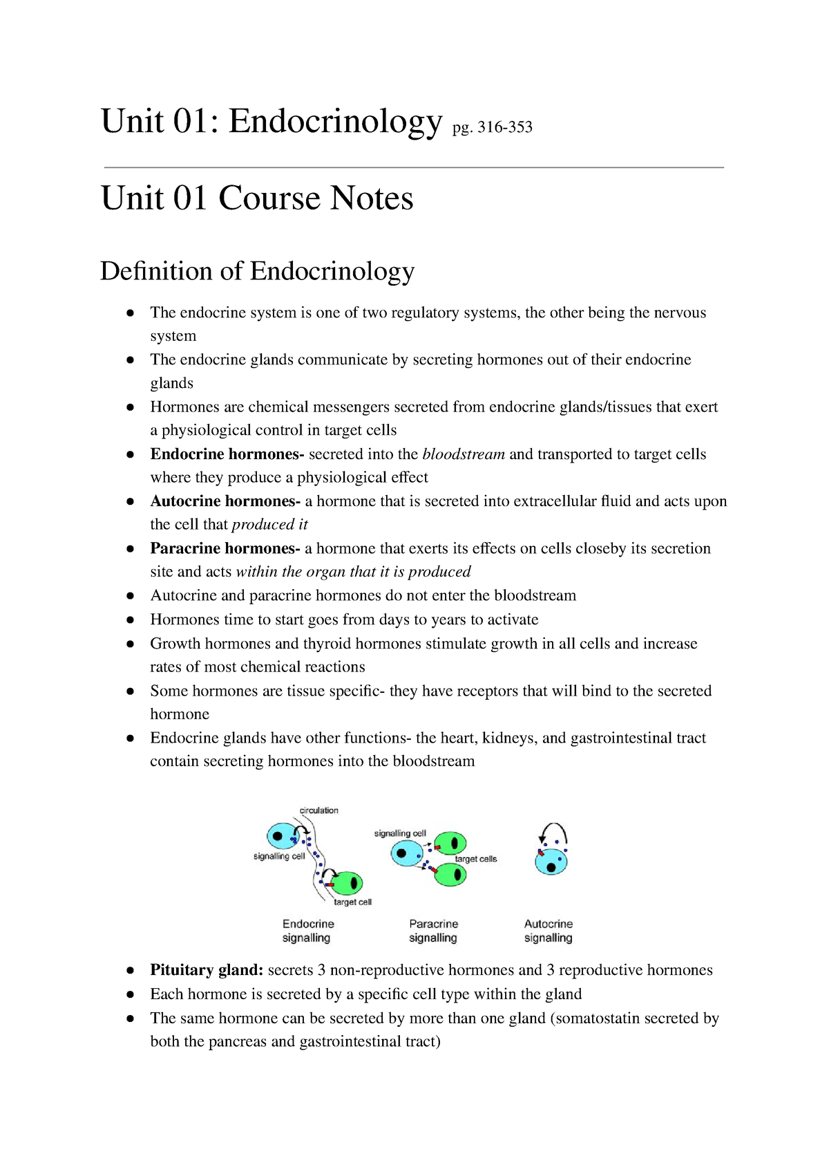 BIOM3200 Unit 01 And 02 Endocrinology - Unit 01: Endocrinology Pg. 316 ...