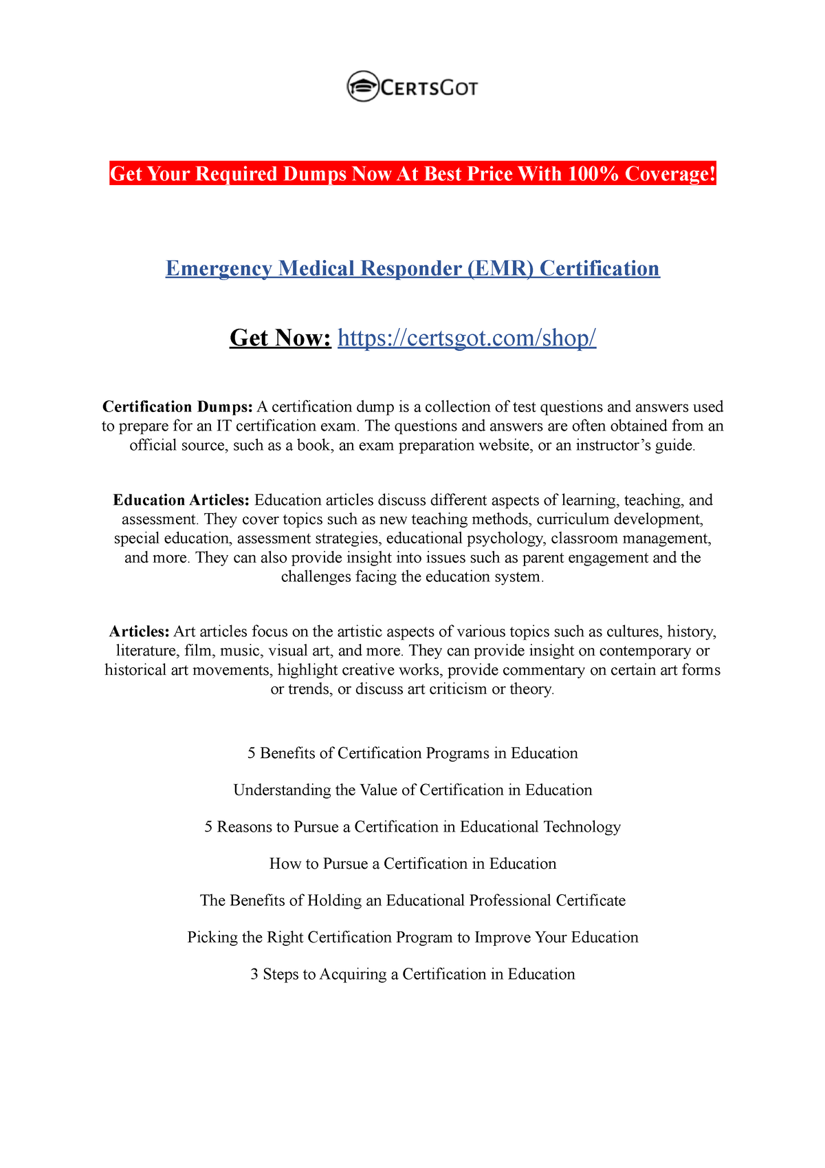 Emergency Medical Responder (EMR) Certification - Get Your Required ...