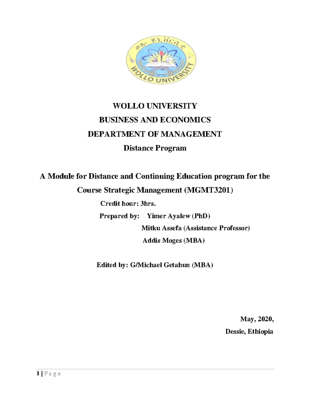 starategic-management-module-2012-wollo-university-business-and