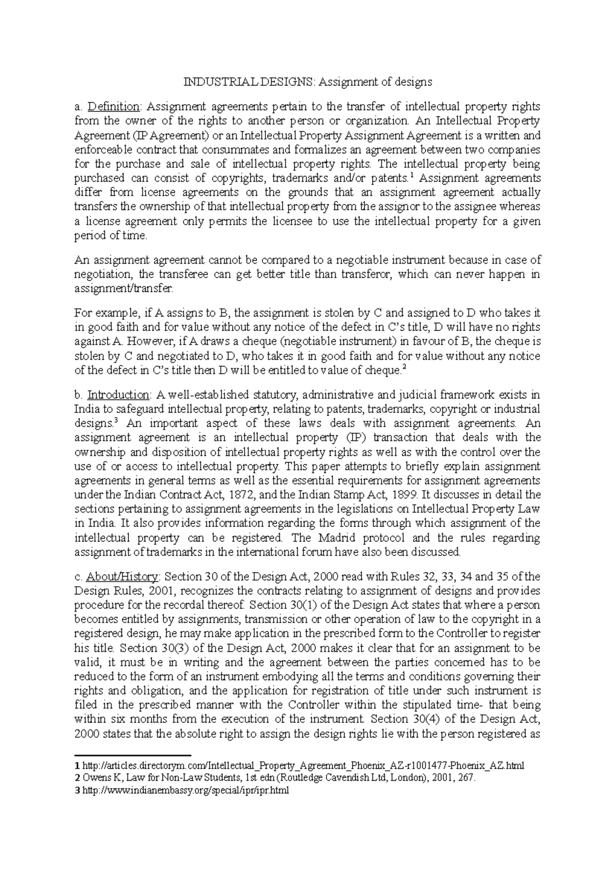 Designs - this is a description - INDUSTRIAL DESIGNS: Assignment of ...
