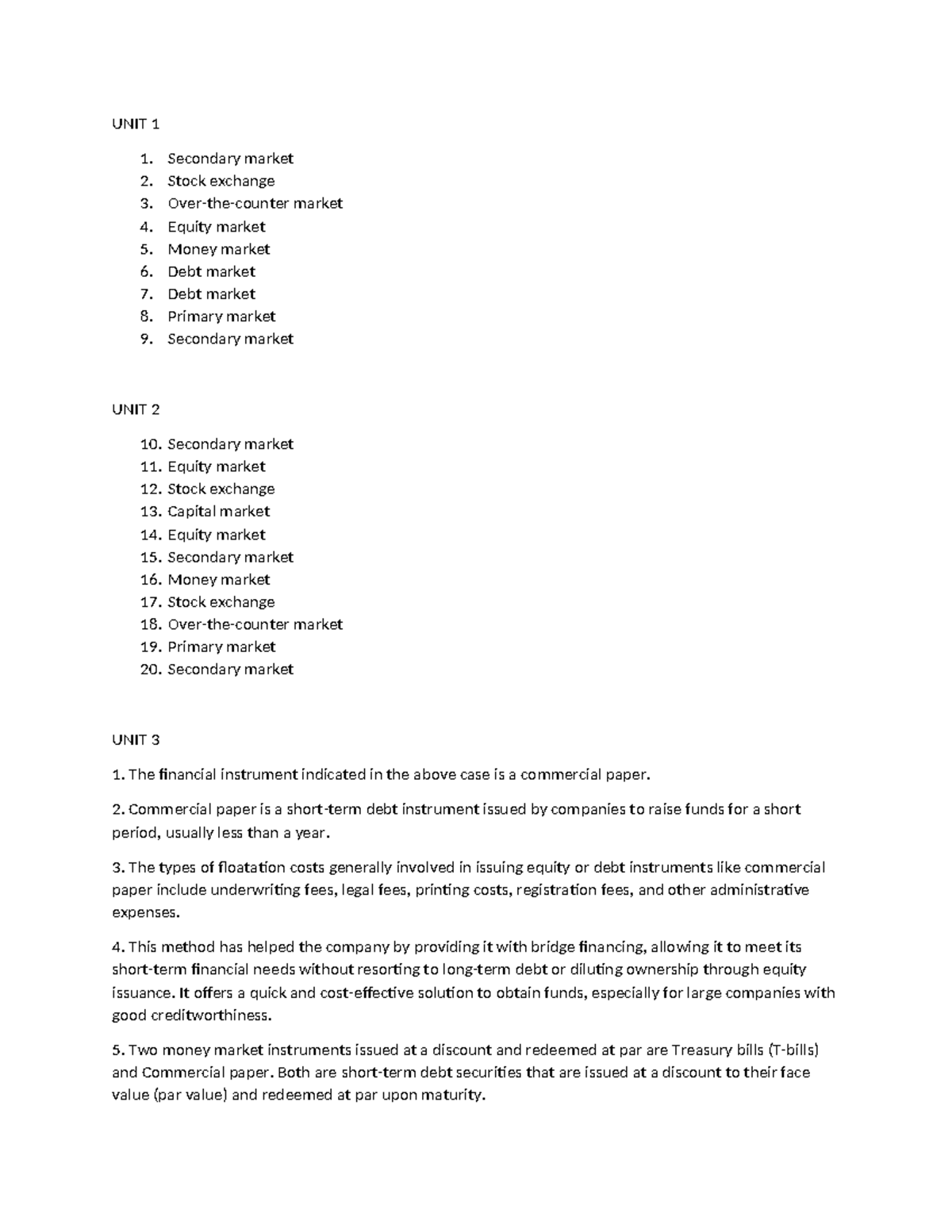 Semis Finmark - Lecture notes in Financial markets - UNIT 1 Secondary ...