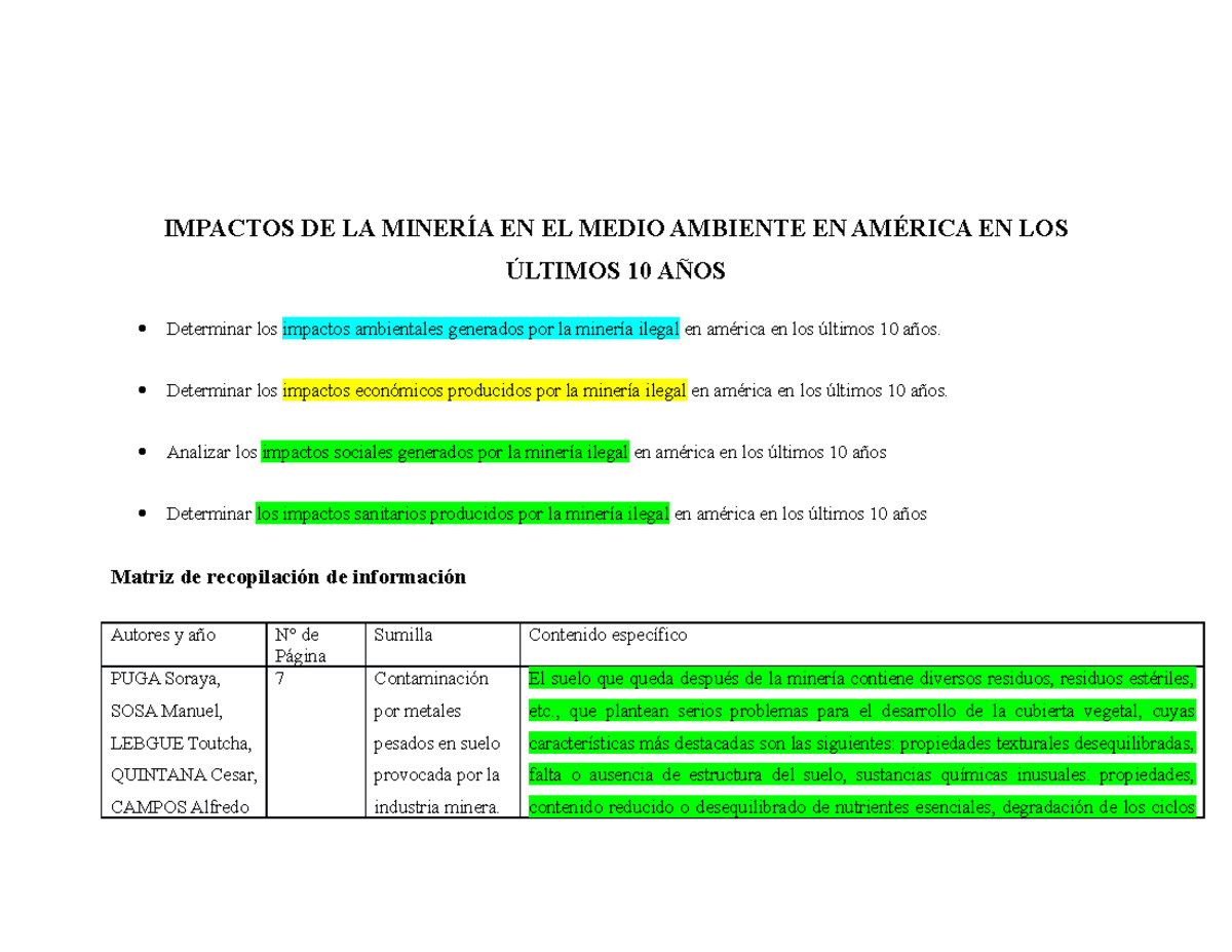 Marco - lector - IMPACTOS DE LA MINERÍA EN EL MEDIO AMBIENTE EN AMÉRICA ...