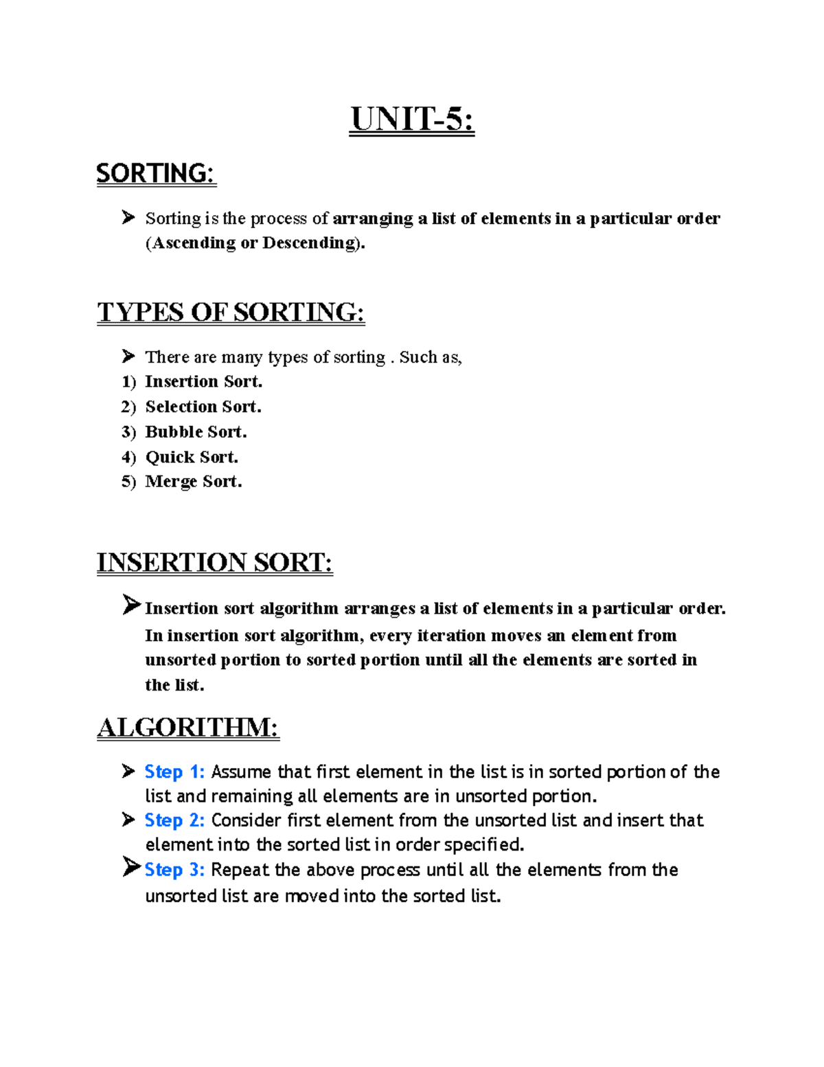Sorting - TYPES OF SORTING: 1) 2) 3) 4) 5) There are many types of ...