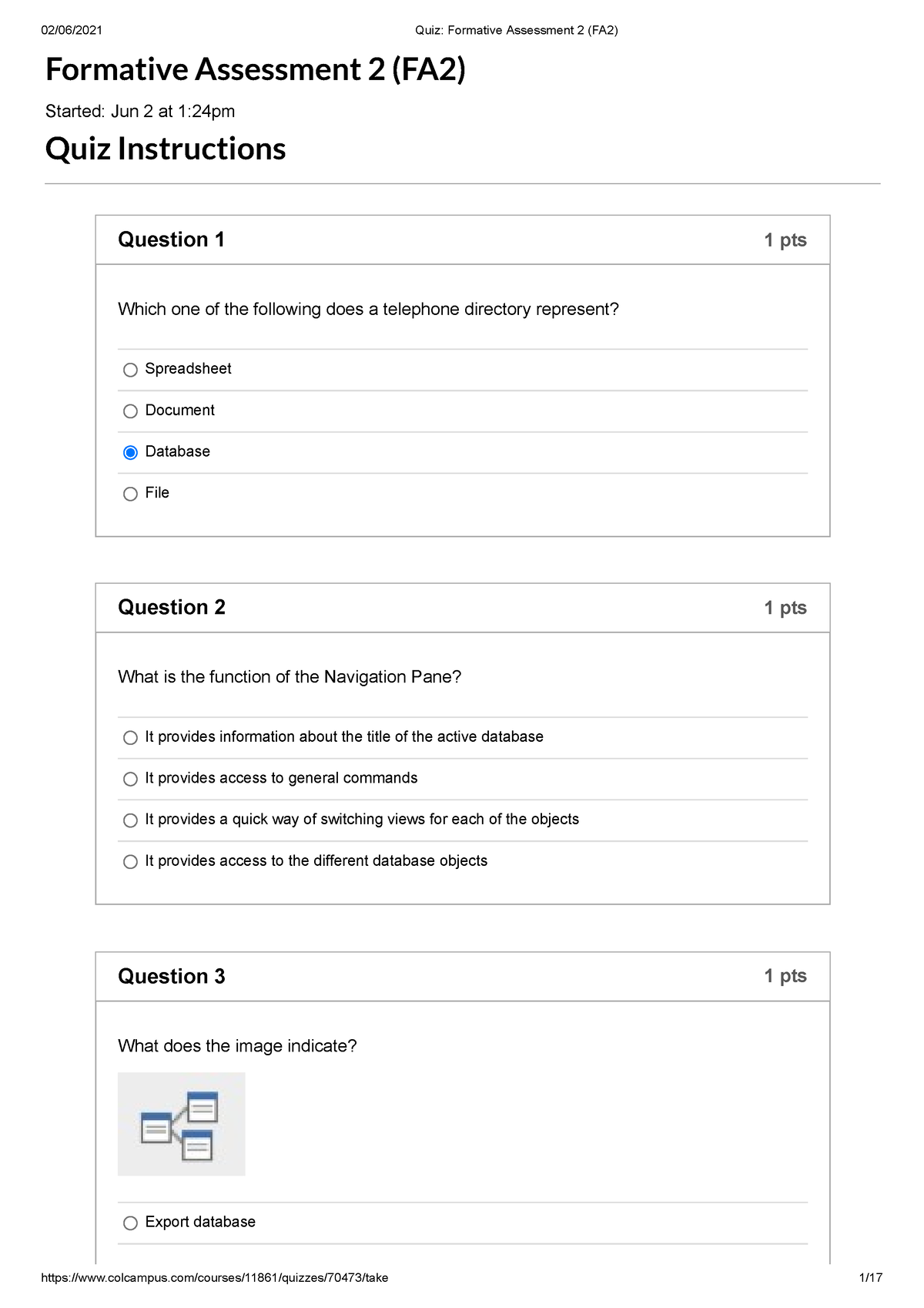 Quiz Formative Assessment 2 FA2 - Formative Assessment 2 (FA2) Started ...