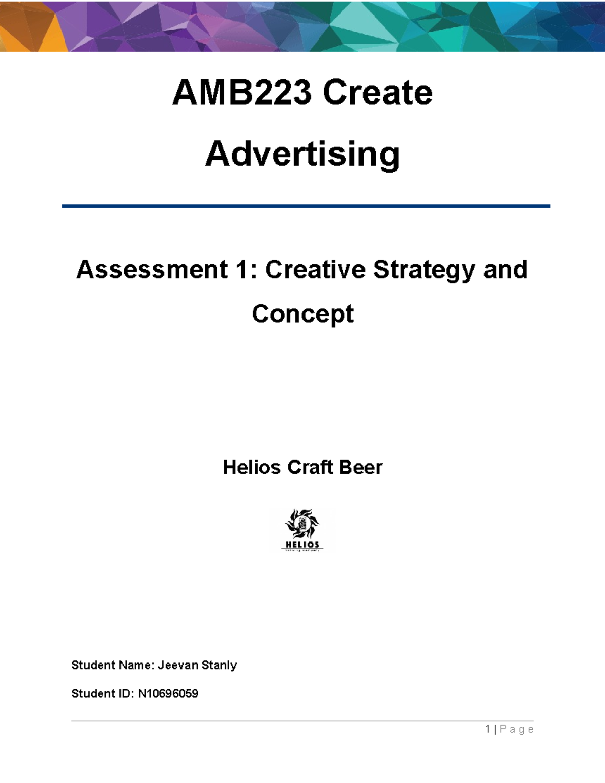 AMB223 A1 - SDVASVADFVAF - AMB223 Create Advertising Assessment 1 ...