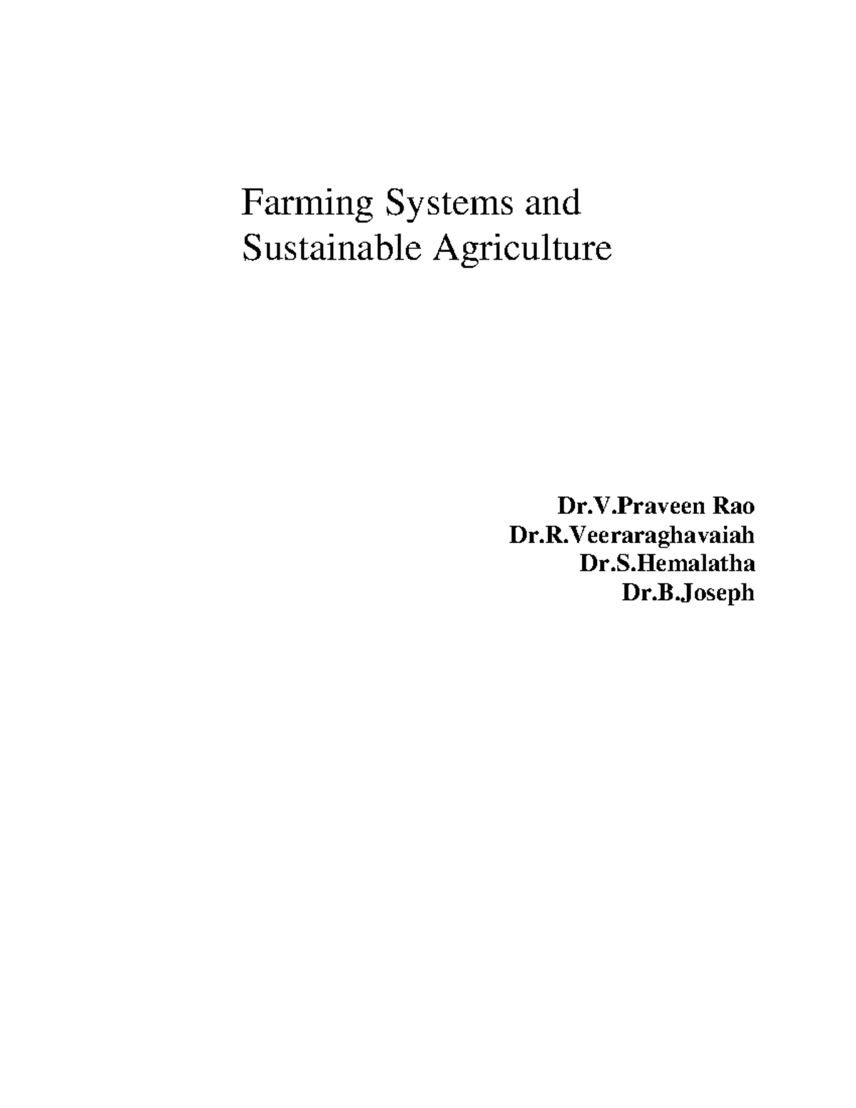 AGRO303 - Useful - Farming Systems and Sustainable Agriculture Dr.V Rao ...