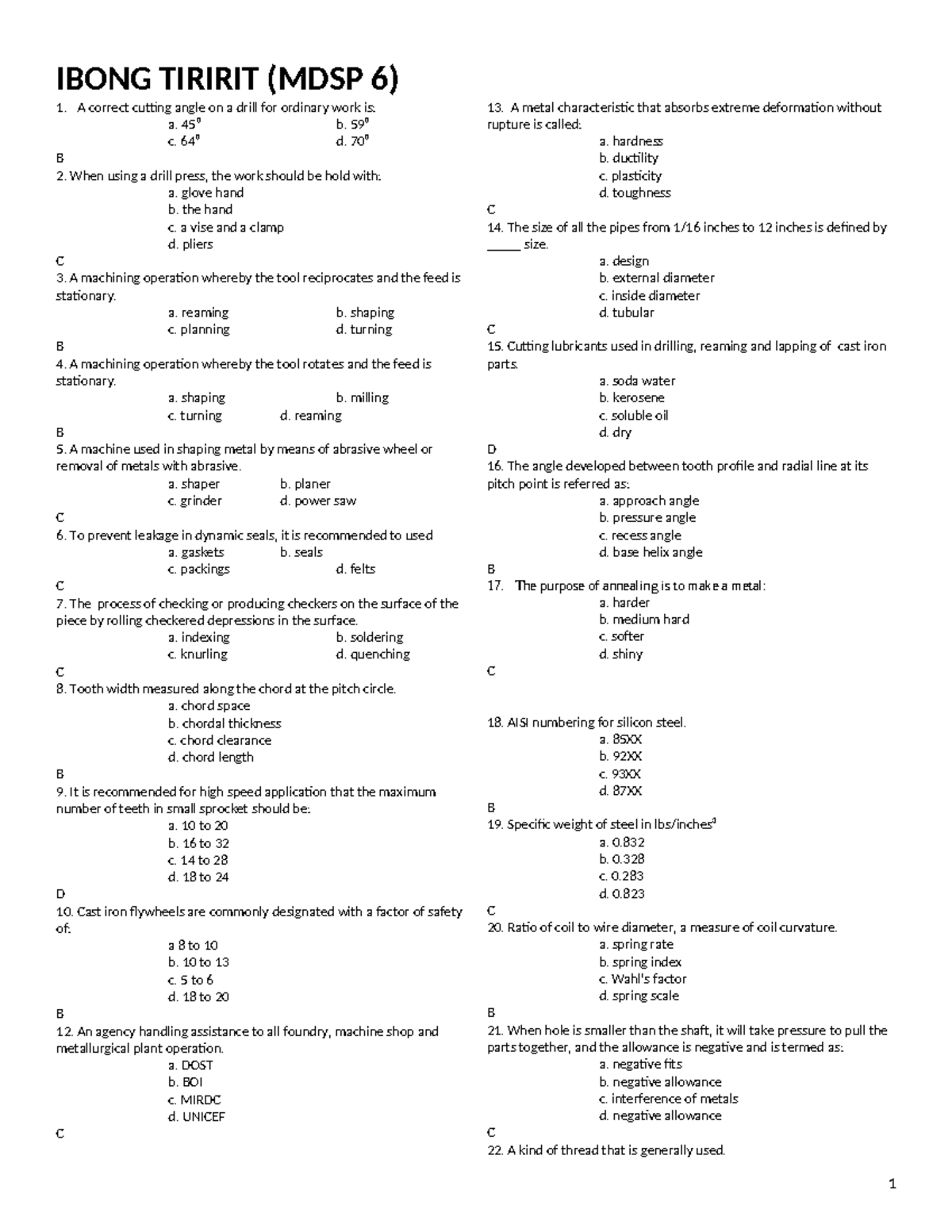 Ibong Tiririt (MDSP 6) - Sds - IBONG TIRIRIT (MDSP 6) A Correct Cutti ...