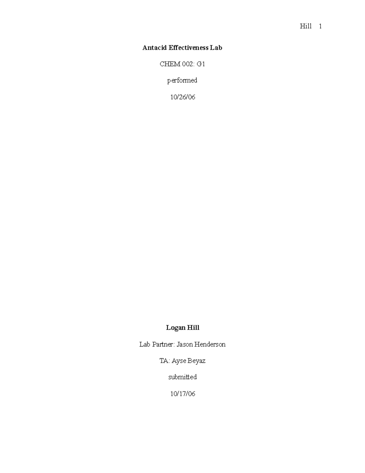 6563429 Antacid Effectiveness Lab Antacid Effectiveness Lab CHEM 002