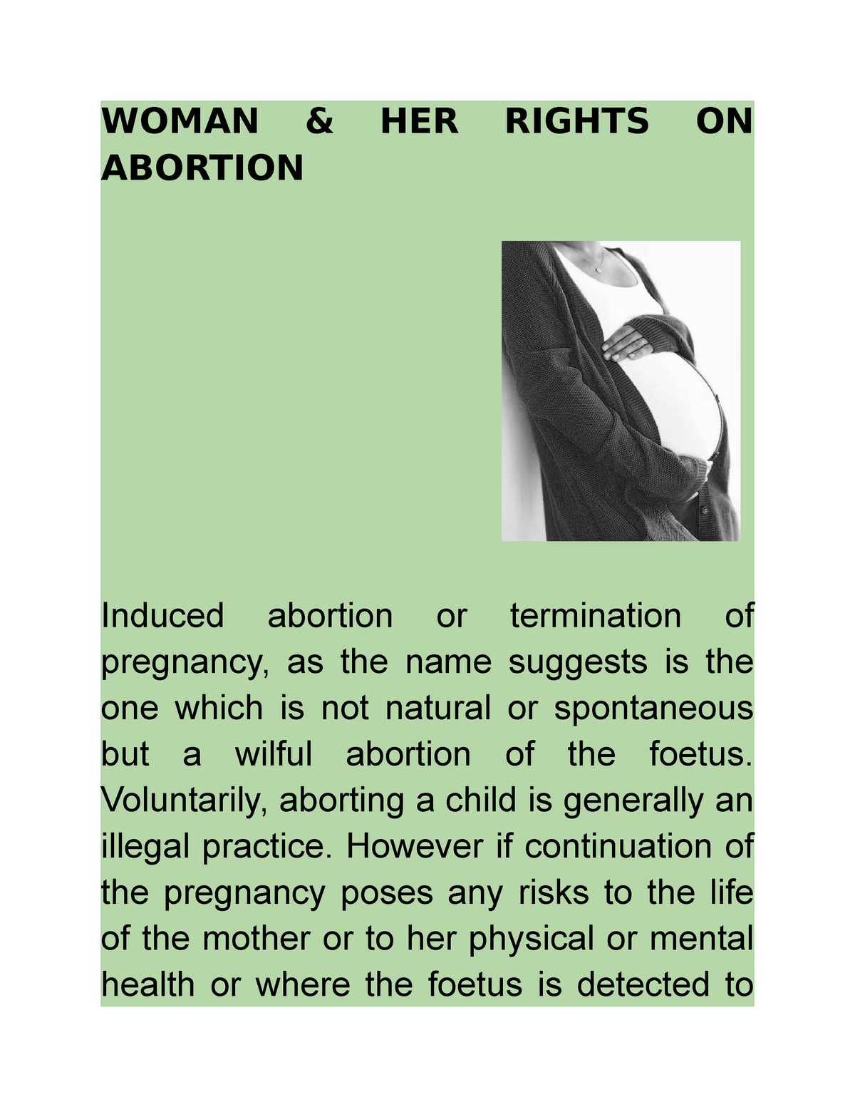 Woman & HER Rights ON Abortion - WOMAN & HER RIGHTS ON ABORTION Induced ...