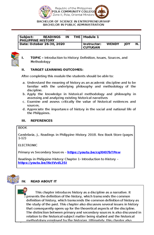 RPH Prelims - Notes/reviewer - READING IN PHILIPPINE HISTORY REVIEWER ...