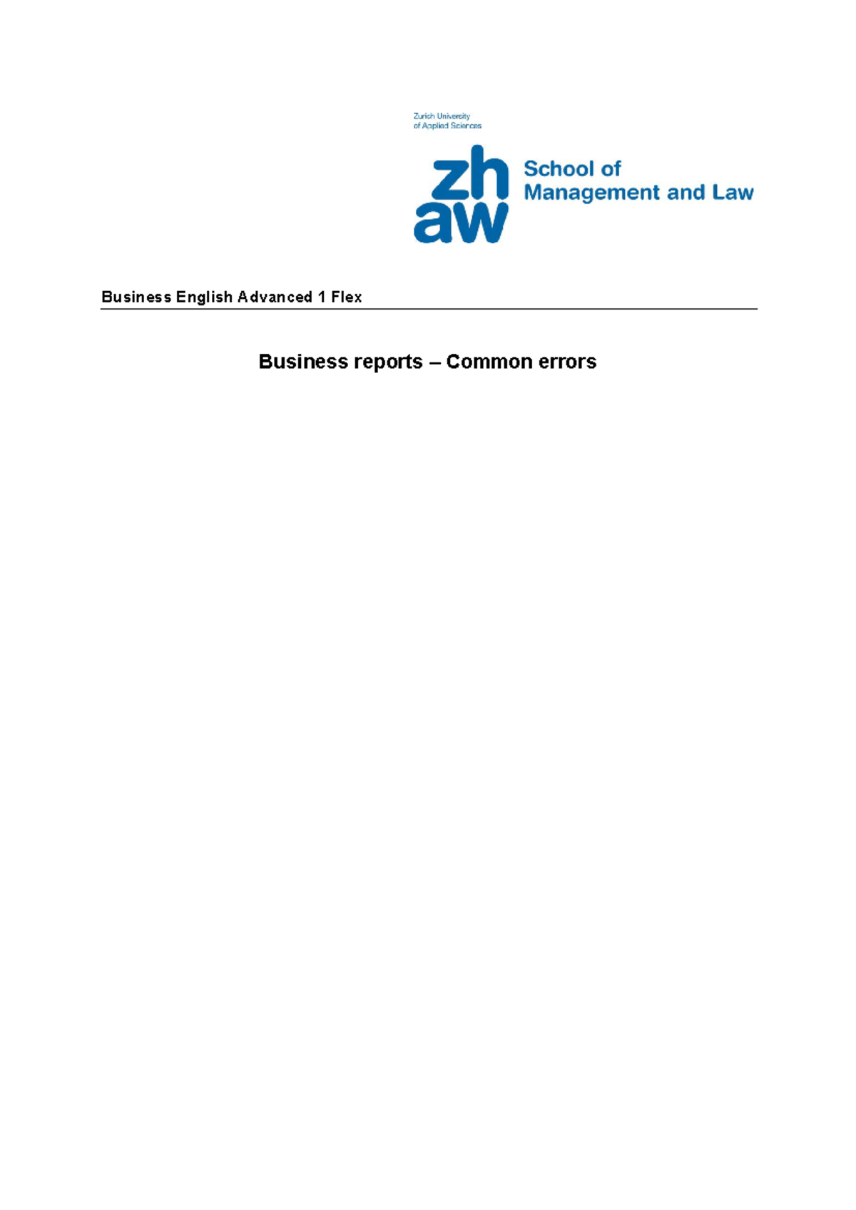 Business reports - Common errors - Business English Advanced 1 Flex ...