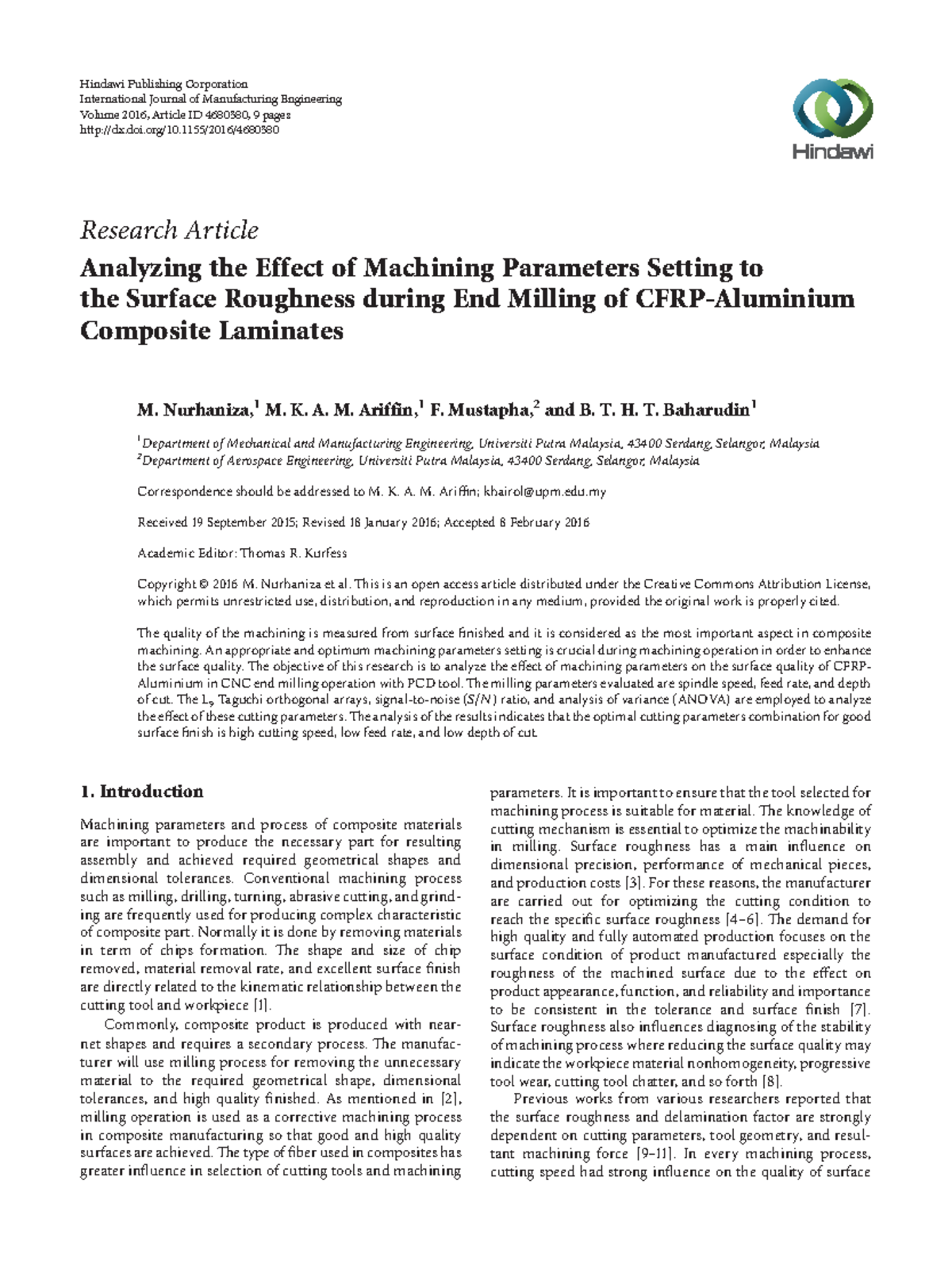 Analyzing the effect of machining parameters setting to the surface ...