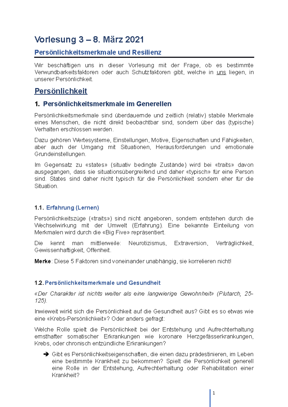 Vorlesung 3 - Zusammenfassung aus der 3. Vorlesung - Vorlesung 3 – 8 ...